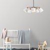 Elegáns skandináv csillár, fém test fa alappal, 58 cm átmérő, 68 cm magasság | 5 x E27 Max 40W | Stílusos fehér design modern terekhez