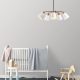 Elegáns skandináv csillár, fém test fa alappal, 58 cm átmérő, 68 cm magasság | 5 x E27 Max 40W | Stílusos fehér design modern terekhez
