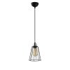 Ipari fekete csillár, fém test, 15 cm átmérő, 116 cm magasság, állítható, E27 foglalat, elegáns, nosztalgikus dizájn modern terekhez