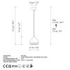Elegáns fekete csillár, állítható magasságú 25-112 cm, fém test, Ø17 cm ernyő, E27 foglalat, tökéletes modern lakóterekbe | Stílusos és funkcionális világítás