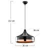Modern csillár fém testtel, fekete és réz, 36 cm átmérő, állítható magasság, E27 foglalat, elegáns dizájn Glam és skandináv belső terekhez