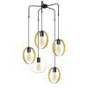Elegáns arany-fekete csillár, 70 cm átmérőjű, állítható magasságú, fém test, 5 x E27 Max 40W | Elbűvölő világítás modern terekhez, IP20 besorolás