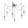 Nosztalgikus krómcsillár, 126 cm átmérő, 102 cm magasság | Állítható magasságú, 6 x E27 Max 40W | Elegáns fém dizájn modern terekhez