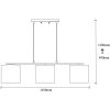 Skandináv csillár, állítható magasságú 120 cm, vastest, fekete és krémszínű, 110 x 20 cm | 3 x E27 Max 40W | Elegáns világítás modern terekbe