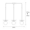 Modern ipari csillár, fém test, állítható magasság 127 cm, fekete-fehér kivitel, 3 x E27 foglalat, 81 x 15 cm | Ideális skandináv lakberendezéshez