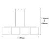 Skandináv csillár, fém test, állítható magasság 120 cm, 110 x 25 cm, 4 x E27 Max 40W, fekete, fehér, krém és barna | Elegáns világítás modern terekbe