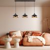 Elegáns fekete csillár, állítható magasság 42-122 cm, fém test, Ø36 cm sapka, 3 x E27 Max 40 W, tökéletes modern lakóterekbe, IP20 besorolás
