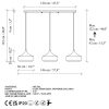 Elegáns fekete csillár, állítható magasság 42-122 cm, fém test, Ø36 cm sapka, 3 x E27 Max 40 W, tökéletes modern lakóterekbe, IP20 besorolás