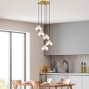 Elegáns fehér csillár, fém test, állítható magasság 25-111 cm, Ø43 x 111 cm | 5 x E27 Max 40 W, stílusos világítás modern terekhez