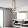 Elegáns fehér csillár, fém test, állítható magasság 25-111 cm, Ø43 x 111 cm | 5 x E27 Max 40 W, stílusos világítás modern terekhez
