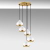 Elegáns fehér csillár, fém test, állítható magasság 25-111 cm, Ø43 x 111 cm | 5 x E27 Max 40 W, stílusos világítás modern terekhez