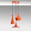 Stílusos narancssárga csillár, fém test, 45 cm átmérő, állítható magasság 45-135 cm, 3 x E27 aljzat, tökéletes modern terekbe, elegáns kivitel