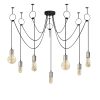 Elegáns fekete-nikkel csillár, 120 cm átmérőjű, állítható magasságú, 7 x E27 Max 40W | Stílusos egyszínű design modern terekhez | IP20 besorolású