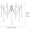Elegáns fekete-nikkel csillár, 120 cm átmérőjű, állítható magasságú, 7 x E27 Max 40W | Stílusos egyszínű design modern terekhez | IP20 besorolású