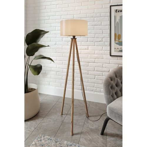 Elegáns állólámpa kézműves papírházzal, szürke és barna, 138 cm magasság | E27 aljzat, max 40W | Stílusos világítás a modern lakberendezéshez