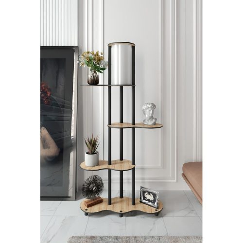 Elegáns diófa állólámpa, 150 cm Magasság | Kézműves papír és MDF test, PVC kupak (17 cm átmérő) | E27 aljzat, max 40W | Stílusos világítás otthoni és irodai használatra