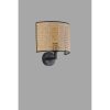 Stílusos fali lámpa rattan kupakkal, fém házzal, 25 cm magassággal, 20 cm átmérővel | E14 aljzat, max 40W | Elegáns fekete és rattan design modern terekhez