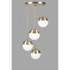 Elegáns arany-fehér csillár, állítható magasságú, fém test, antik bevonatú felület, 70 cm magas, E27 foglalat, tökéletes modern terekbe, 15 cm-es sapka átmérő