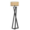 Elegáns fekete állólámpa, 150 cm magas, fa ház és fém alkatrészek, 45 cm ernyő, E27 aljzat, be-/kikapcsoló | Tökéletes modern lakóterekbe