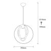 Skandináv csillár, fehér vas test, 35 cm átmérő, 131 cm magasság, állítható, E27 Max 40 W, elegáns világítás modern terekhez, IP20 besorolás