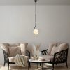 Elegáns fekete csillár, állítható magasságú 70-100 cm, fém ház üvegkupakkal, Ø15 cm, E27 aljzat, tökéletes a modern lakberendezéshez, IP20