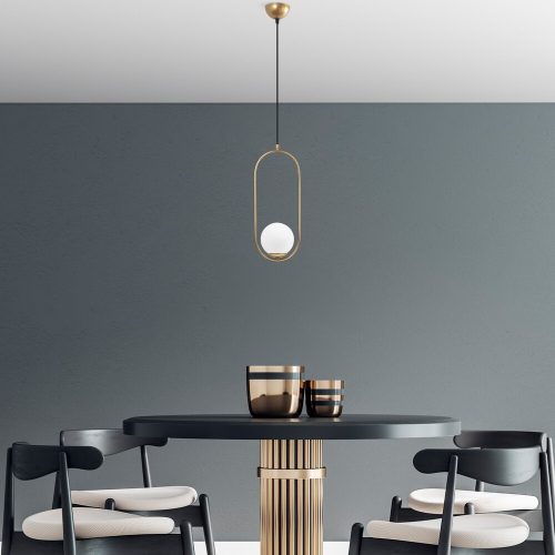 Elegáns arany csillár, állítható magasság 66-146 cm, fém ház üvegkupakkal, Ø15 cm, E27 aljzat, 90 cm kábel, tökéletes modern terekbe, IP20