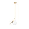 Elegáns arany csillár, fém test, 76 cm magas, 15 cm üvegkupak, Ø10 cm alaplap, E27 aljzat (max. 40 W), stílusos világítás modern terekbe