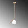 Elegáns arany csillár, fém test, 76 cm magas, 15 cm üvegkupak, Ø10 cm alaplap, E27 aljzat (max. 40 W), stílusos világítás modern terekbe