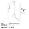 Elegáns aranycsillár, állítható magasság 40-120 cm, fém test, Ø20 cm sapka, Ø10 cm talp, 1 x E27 aljzat, tökéletes modern terekbe, IP20 besorolás