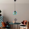 Elegáns kék csillár, állítható magasság 40-120 cm, fém test, Ø20 cm sapka, Ø14 talp, 1 x E27 aljzat, tökéletes modern terekbe, IP20 besorolás