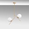 Elegáns arany csillár, fém test, 74 cm magas, 15 cm üvegkupak, 2 x E27 foglalat, nem állítható, IP20 | Tökéletes modern lakóterekbe és étkezőkbe