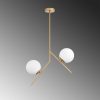 Elegáns arany csillár, fém test, 74 cm magas, 15 cm üvegkupak, 2 x E27 foglalat, nem állítható, IP20 | Tökéletes modern lakóterekbe és étkezőkbe