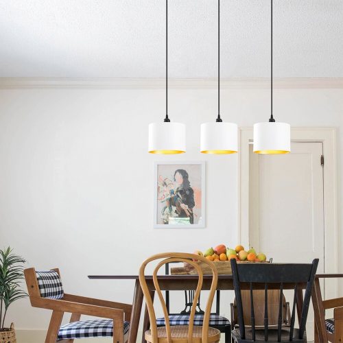Skandináv csillár, fehér fém test, 70 x 20 cm, magasság 110 cm, állítható, 3 x E27 Max 40 W, elegáns design modern terekhez, IP20