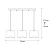 Skandináv csillár, fehér fém test, 70 x 20 cm, magasság 110 cm, állítható, 3 x E27 Max 40 W, elegáns design modern terekhez, IP20