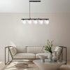 Elegáns fekete csillár, állítható magasság 30-120 cm, fém test, 15 cm sapka átmérő, 5 x E14 aljzat, tökéletes modern lakóterekbe, IP20 besorolás