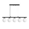 Elegáns fekete csillár, állítható magasság 30-120 cm, fém test, 15 cm sapka átmérő, 5 x E14 aljzat, tökéletes modern lakóterekbe, IP20 besorolás
