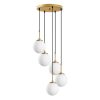 Elegáns arany csillár, állítható magasság 40-115 cm, fém test, Ø15 cm sapka, 5 x E14 Max 40W, 90 cm kábel, tökéletes modern terekbe, IP20 besorolás