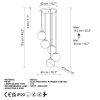 Elegáns arany csillár, állítható magasság 40-115 cm, fém test, Ø15 cm sapka, 5 x E14 Max 40W, 90 cm kábel, tökéletes modern terekbe, IP20 besorolás