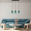 Elegáns kék csillár, állítható magasságú 40-120 cm, fém test, 70 x 20 x 120 cm | 3 x E27 aljzat, IP20 | Tökéletes modern lakóterekbe