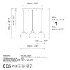 Elegáns kék csillár, állítható magasságú 40-120 cm, fém test, 70 x 20 x 120 cm | 3 x E27 aljzat, IP20 | Tökéletes modern lakóterekbe