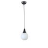 Elegáns, állítható csillár, fém test üvegsapkával, 15 cm átmérő, 70 cm magasság, E27 foglalat, fekete-fehér | Modern terekbe tökéletes