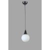 Elegáns, állítható csillár, fém test üvegsapkával, 15 cm átmérő, 70 cm magasság, E27 foglalat, fekete-fehér | Modern terekbe tökéletes