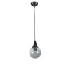 Elegáns, állítható csillár, fém test üvegsapkával, 15 cm átmérő, 70 cm magasság, E27 foglalat, fekete és füstölő felület | Modern terekbe tökéletes