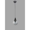 Elegáns, állítható csillár, fém test üvegsapkával, 15 cm átmérő, 70 cm magasság, E27 foglalat, fekete és füstölő felület | Modern terekbe tökéletes