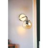 Stílusos fali lámpa fém házzal és üvegkupakkal, borostyán/fekete/arany, 15 cm átmérő, 25 cm magasság, E27 foglalat, IP20 | Modern dekorációhoz tökéletes