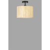 Elegáns csillár fém testtel és bambusz sapkával, 30 cm átmérő, 30 cm magasság | E27 aljzat, max 40 W, tölgy és fekete kivitel | Stílusos világítás modern terekbe