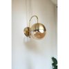 Elegáns fali lámpa, fém ház, 24 cm magas, 15 cm hosszú, arany és borostyán kivitel | E27 aljzat, max 40W, IP20 | Tökéletes a modern lakberendezéshez