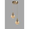 Elegáns borostyán és arany csillár, fém test, állítható magasság 70 cm, 25 cm átmérő, E27 aljzat, Max 40W, IP20 | Tökéletes a modern dekorációhoz és hangulathoz