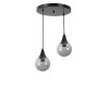 Elegáns fekete és füstölt csillár, fém test, állítható magasság 70 cm, átmérő 25 cm, E27 aljzat max. 40 W, stílusos világítás modern terekbe