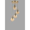 Elegáns borostyán és arany csillár, fém test, 30 cm átmérő, állítható magasság 70 cm, E27 aljzat Max 40W, IP20 | Tökéletes a modern dekorációhoz és hangulathoz